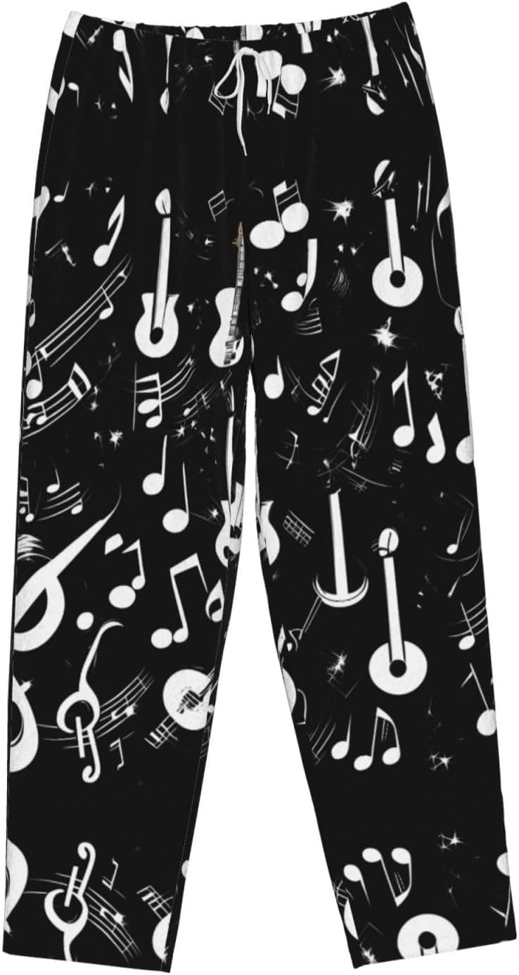 Music Symbols Love Print Cozy Christmas Pajama Pants,Flannel Pajama Bottoms,Cater To Various Body Types