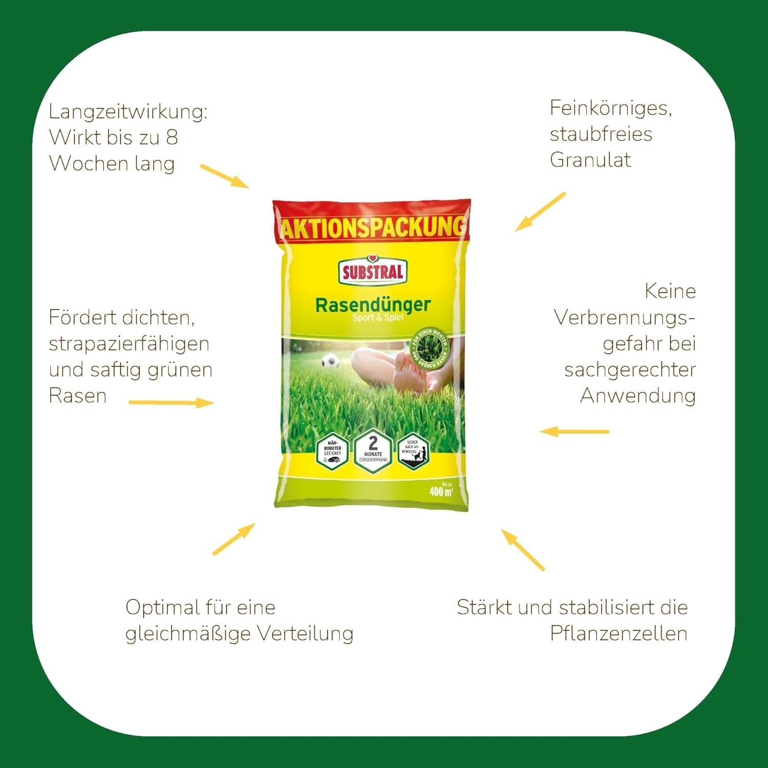 Substral Rasendünger Sport & Spiel 10kg für 400 m², 2 Monate Wirkung