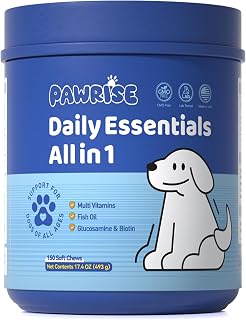 All-in-One Dog Multivitamin – Hip & Joint, Skin, Coat, Digestion & Immune Support – Soft Chews with Biotin, Glucosamine & Omega-3 – 150ct Chicken Flavor | Manufactured in USA