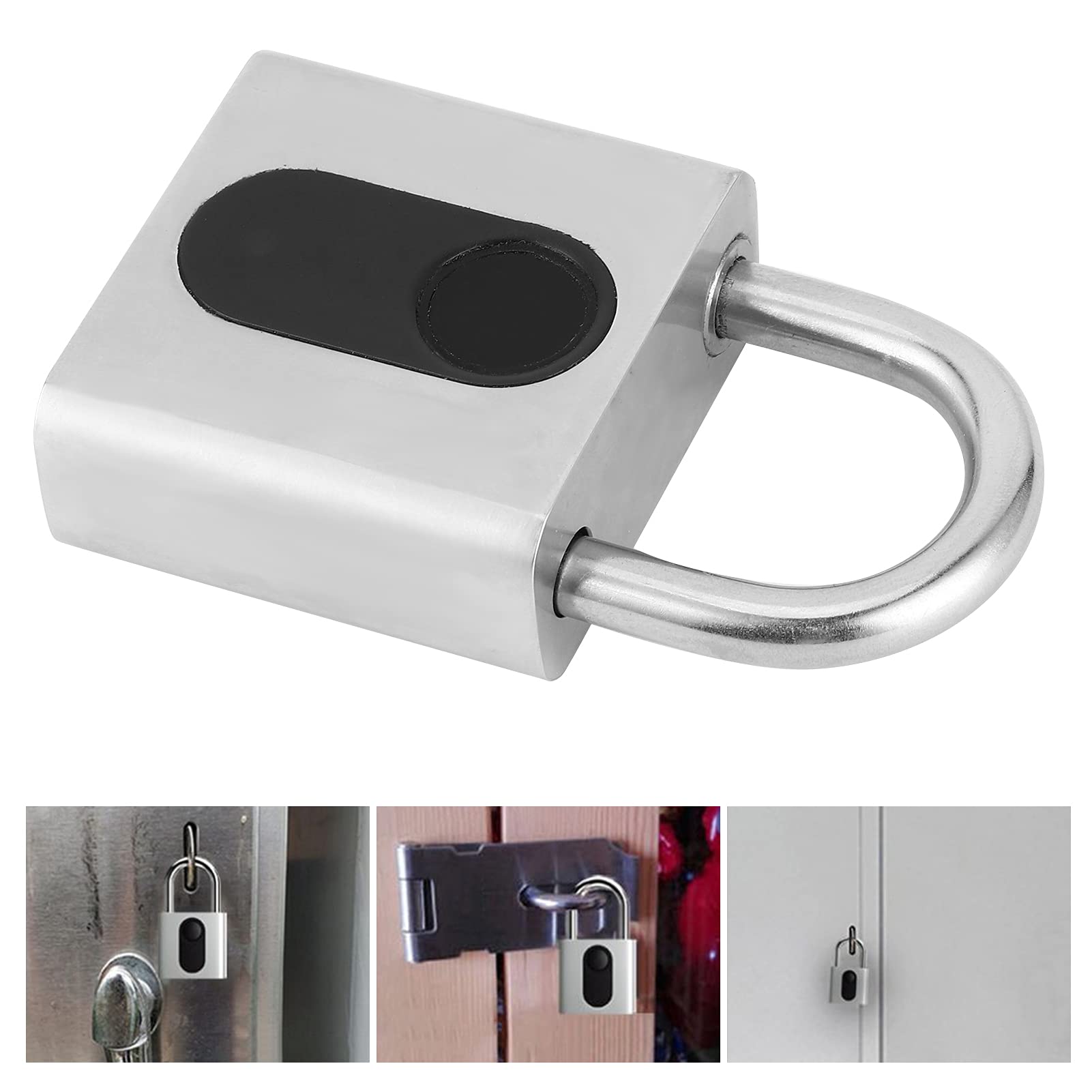 Candado Inteligente con Huella Dactilar, Cerradura de Aplicación Bluetooth Impermeable, Seguridad Antirrobo para Equipaje, Bicicletas, Gabinete - Aleación de Zinc, 1 Unidad