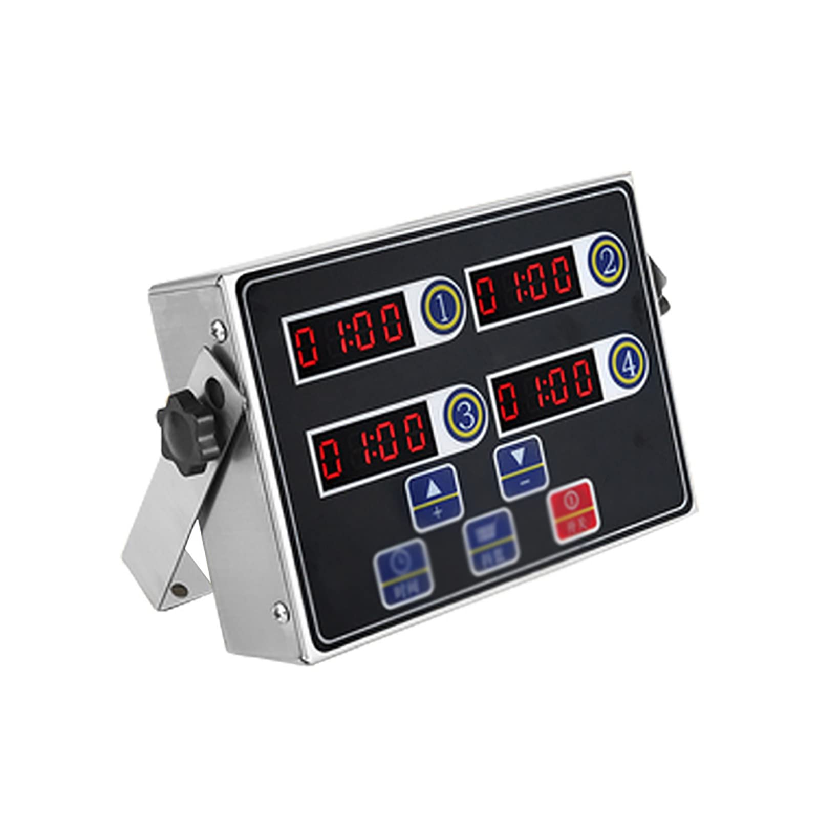 Temporizador de Cocina, Temporizador de Cocina Comercial de 4 Canales con Pantalla LED Transparente, Temporizador de freidora de Acero Inoxidable, Temporizador de Cocina para Cocina casera, Hotel, r