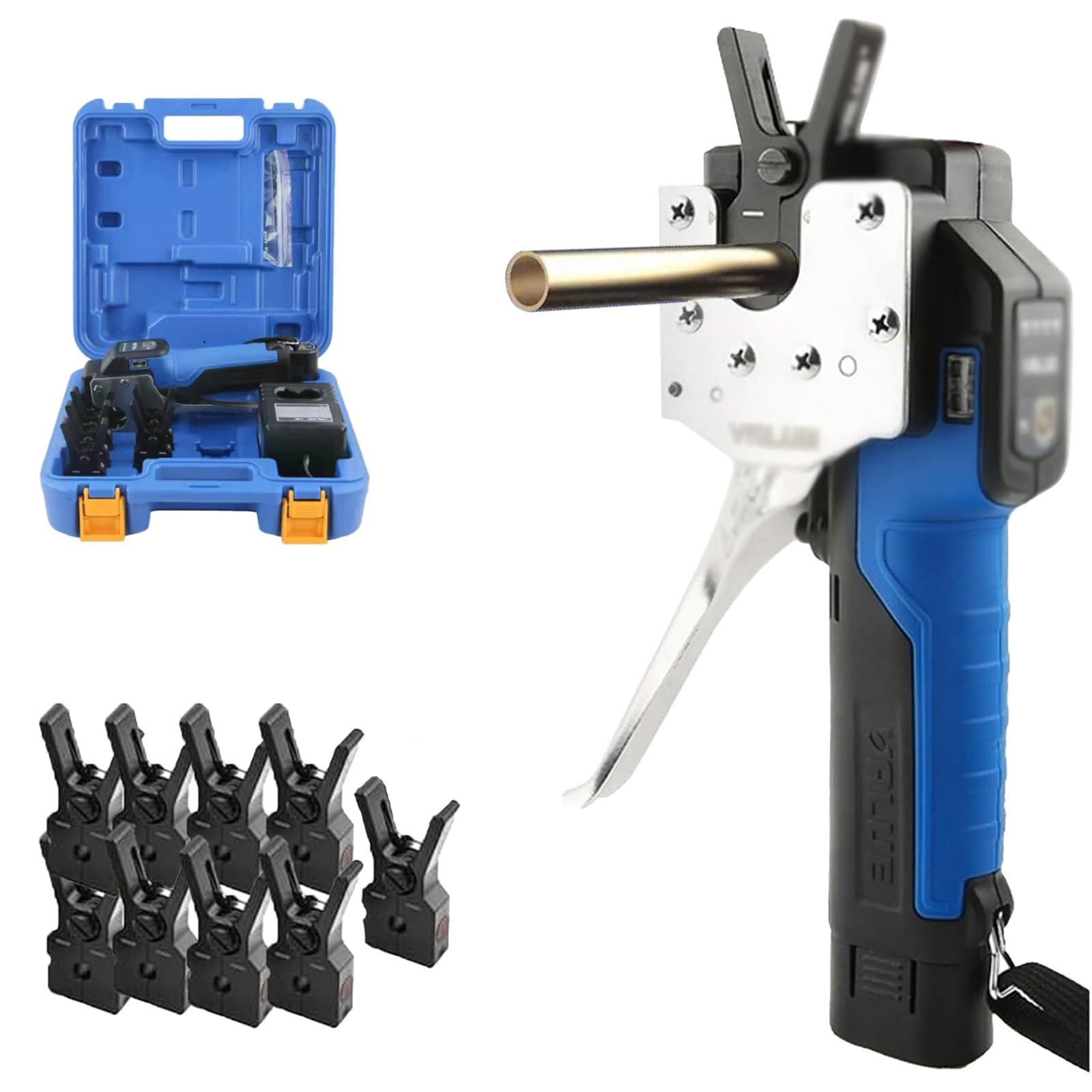 Kit d'outils d'expansion de tubes électriques, 50 W, for climatisation, cuivre et aluminium, avec 9 têtes remplaçables, excentrique à 45°, for tubes en cuivre et en laiton