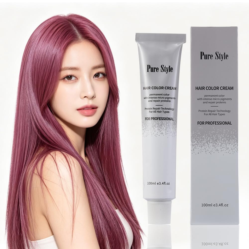 YSNSTYLE-PureStyle 3.4 fl oz(100ml) Hair Color Cream, Ammonia-Low Permanent Hair Dye with Nourishing, Pink Purple Long-Lasting Fade-Resistant Color, At-Home Salon Quality Hair Coloring