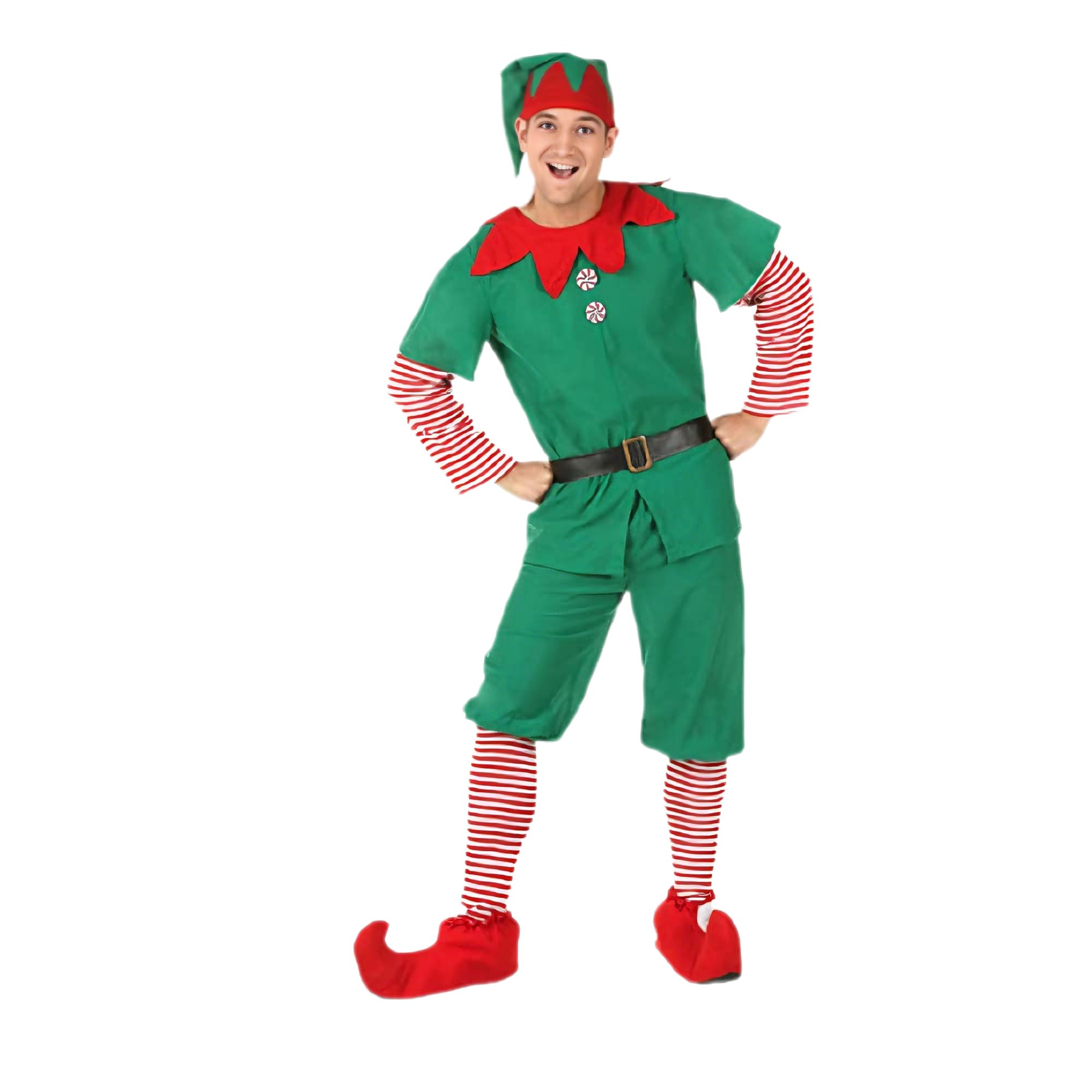 Adult Christmas Elf Costume Clothes Set Santa's Helper Cosplay Sets Men Women Christmas Elf Outfit for Holiday Party