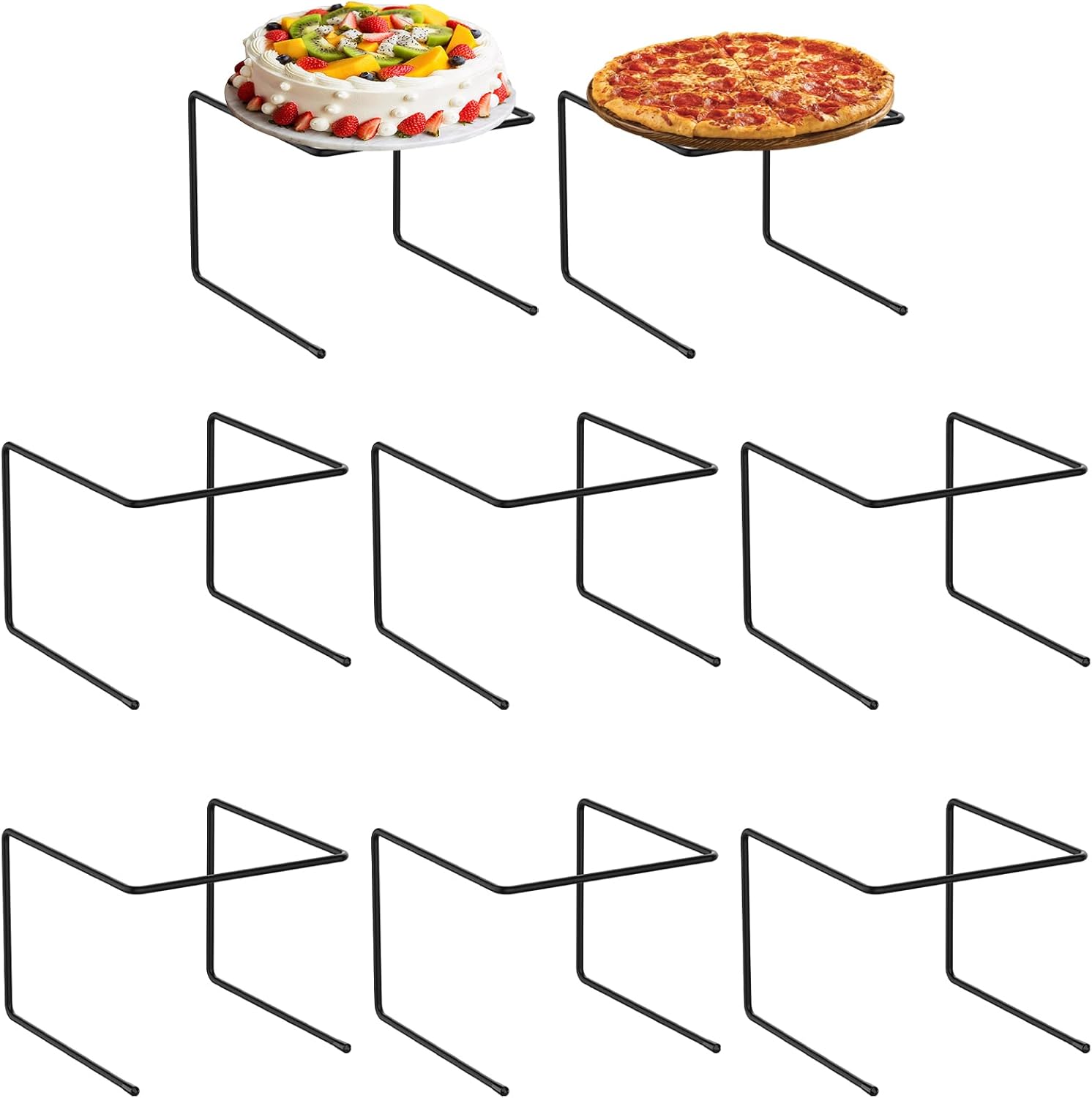woiron 8 Pcs Pizza Table Stand Holder,Pizza Display Stands,Pizza Pan Riser Food Platter Tray and Display Rack, for Home, Restaurant, Party