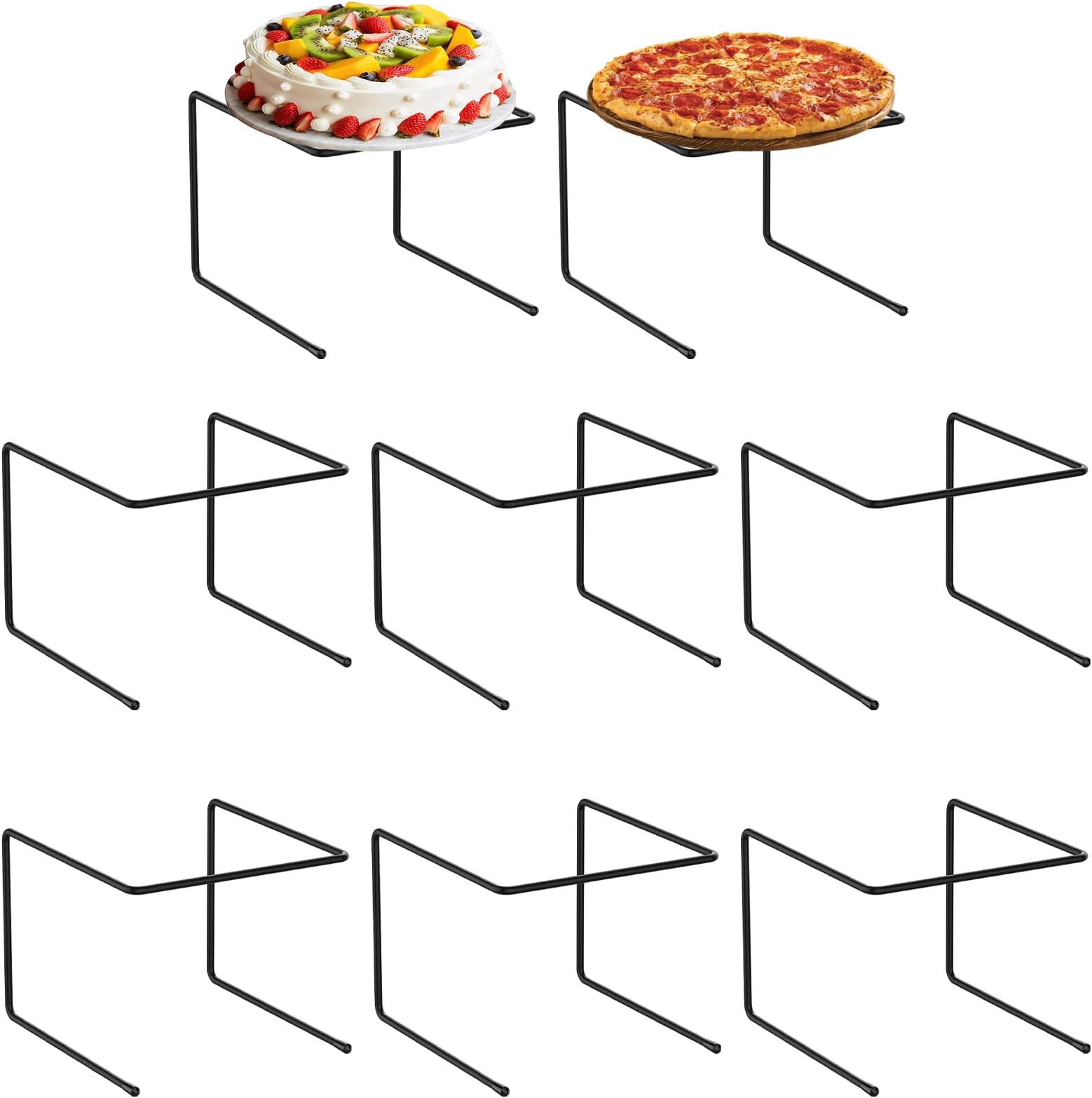 - woiron 8 Pcs Pizza Table Stand Holder,Pizza Display Stands,Pizza Pan Riser Food Platter Tray and Display Rack, for Home, Restaurant, Party