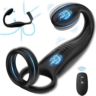Adult Sex Toys for Men - Vibrating Cock Ring Anal Plug Couple Sex Toy, Male Vibrator Penis Scrotum Stimulator with 10 Modes, Remote Control Vibrating Butt Plug Mens Anal Toy Massager Prostate Vibrator