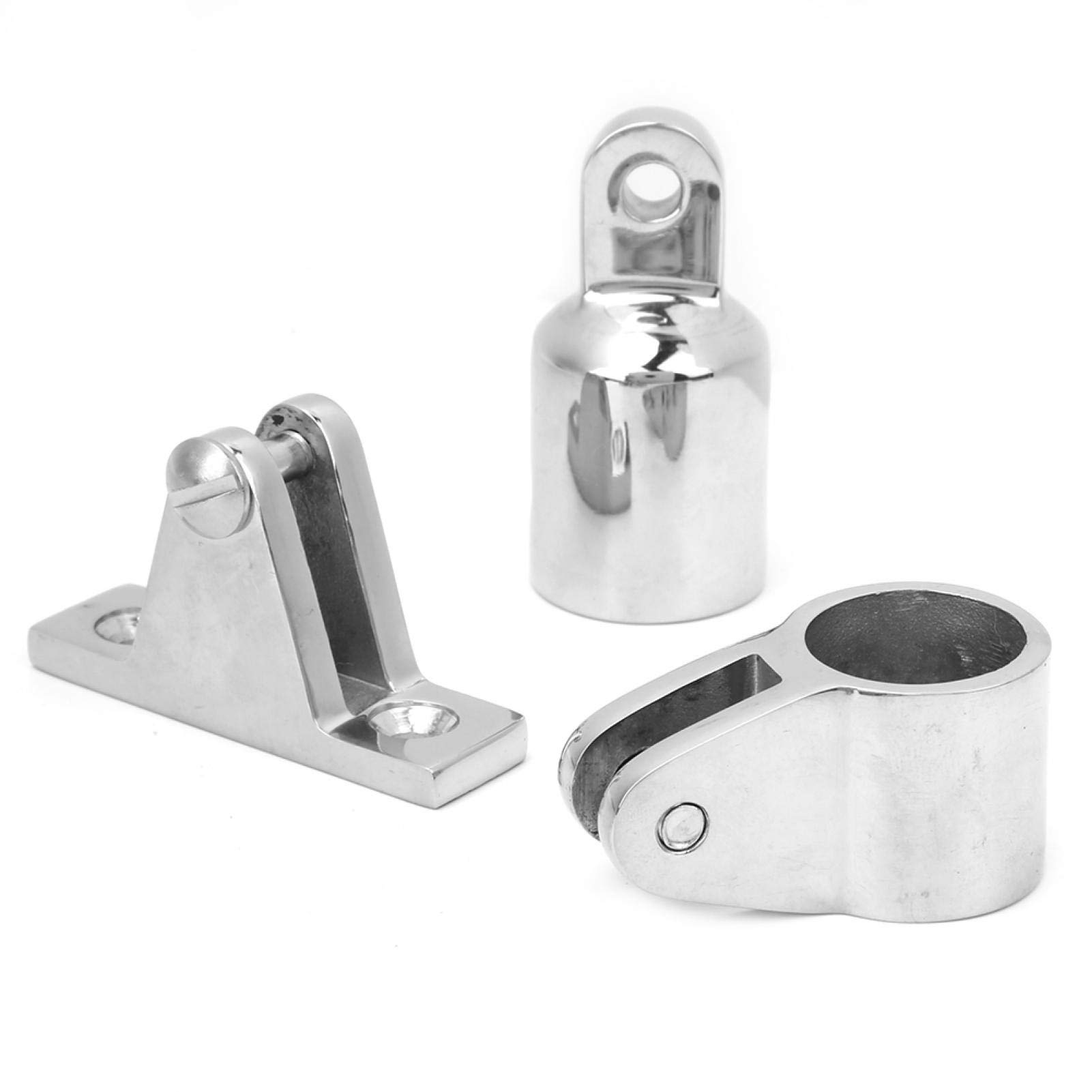 16 Stück Bimini Top Scharnier Schienenmontage Boot 3-Bogen Bimini Top Abdeckkappe Edelstahl Bootsbeschläge Hardware Scharnier Montage Kiefer Schieber Bimini Top Eye End Kit 25mm/1in