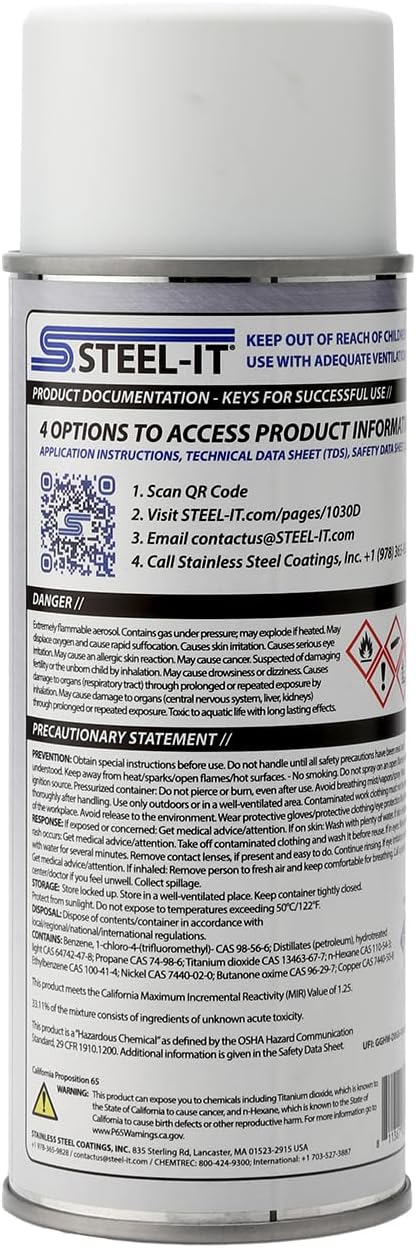 Steel-It 1030D Polyurethane, Industrial Paint Coatings, Weldable, Easy to Apply - White (1 Pack)