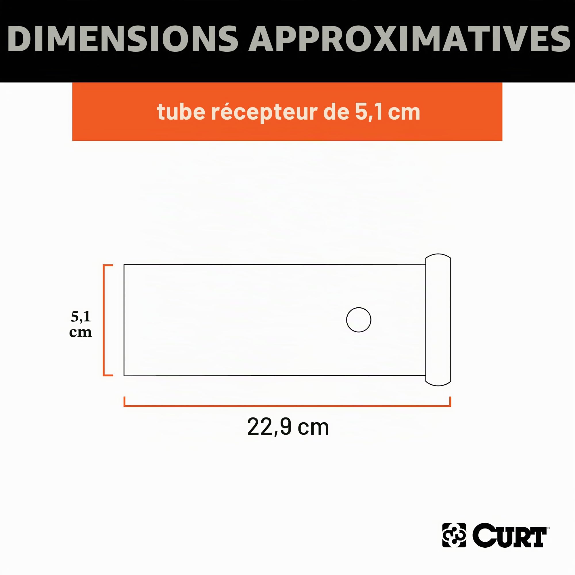 Curt 49090 Tube d'acier Brut récepteur, Attelage Remorque Voiture