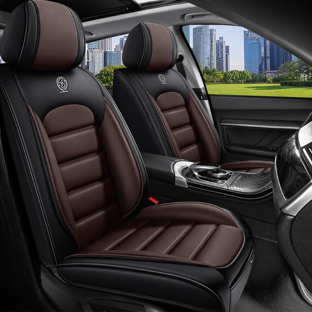CVQAZ Front Seat Covers (Black & Coffee)