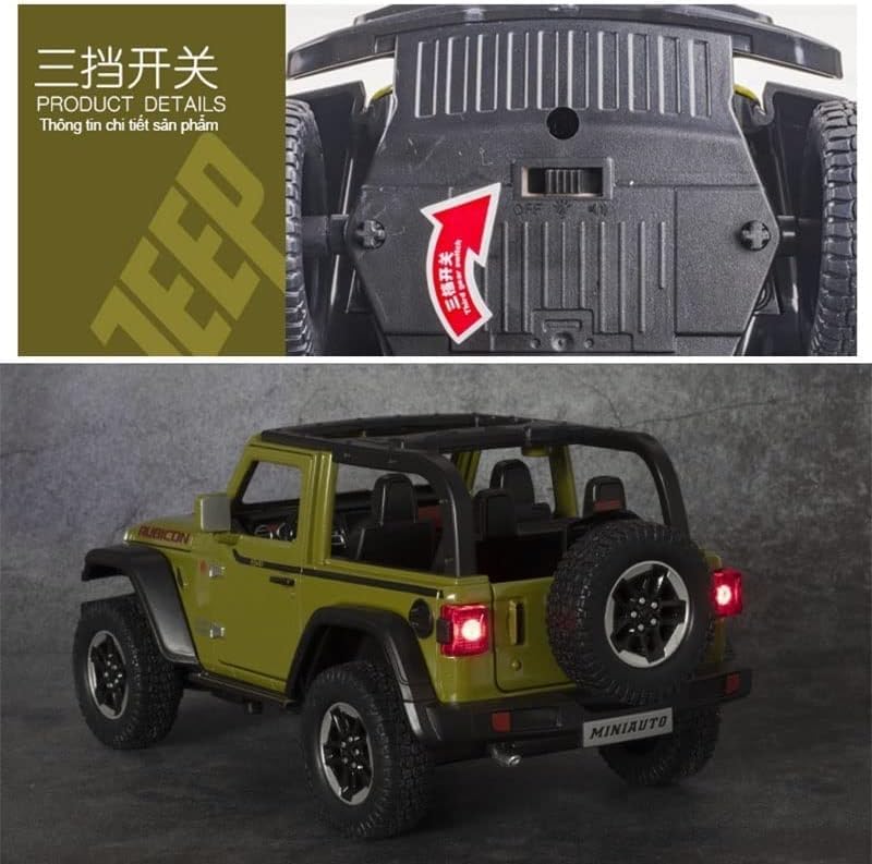 Image of Alokik Enterprise 1:20 Diecast Model Alloy Jeep Wrangler Rubicon 1941 Metal Pull Back With 6 Openable Doors & Sound Light Auto Toy Car For Kids Best Gift Toys For Kids Boys?Colors As Per Stock?