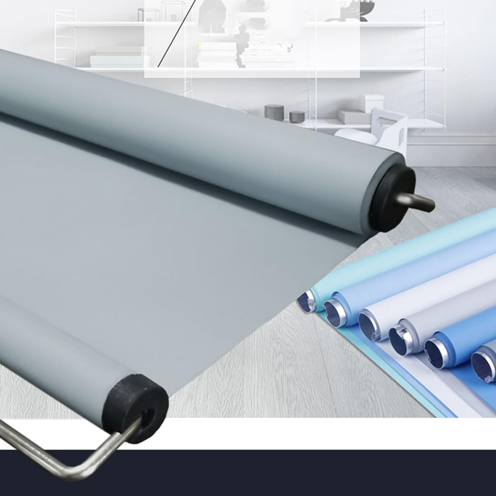 Store enrouleur occultant de qualité supérieure - Rétractable à ressort pour bureau et chambre à coucher - Installation facile sans adhésif - 80 cm de hauteur - Solution économe en énergie de blocage
