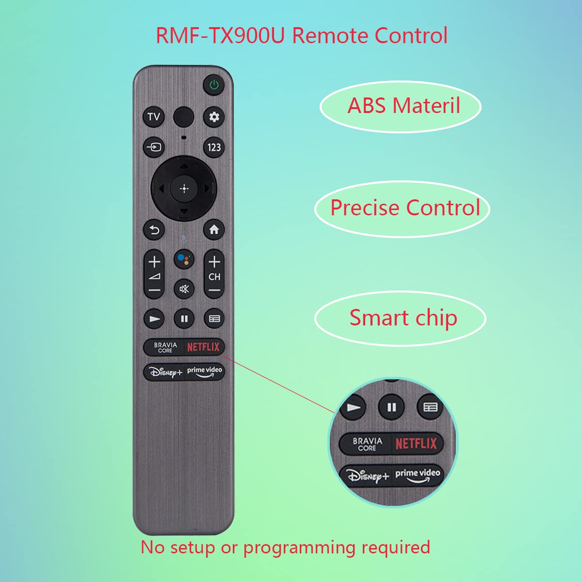 GHUST RMF-TX900U Telecomando vocale di ricambio per Sony Smart 4K 8K TV XR-65X90CK KD-55X80CK XR-75X90CK XR-55X90CK XR-65A80CK XR-55A80CK KD-65X80CK XR-77A80C KX-R85X90C KD-C 75X80 CK