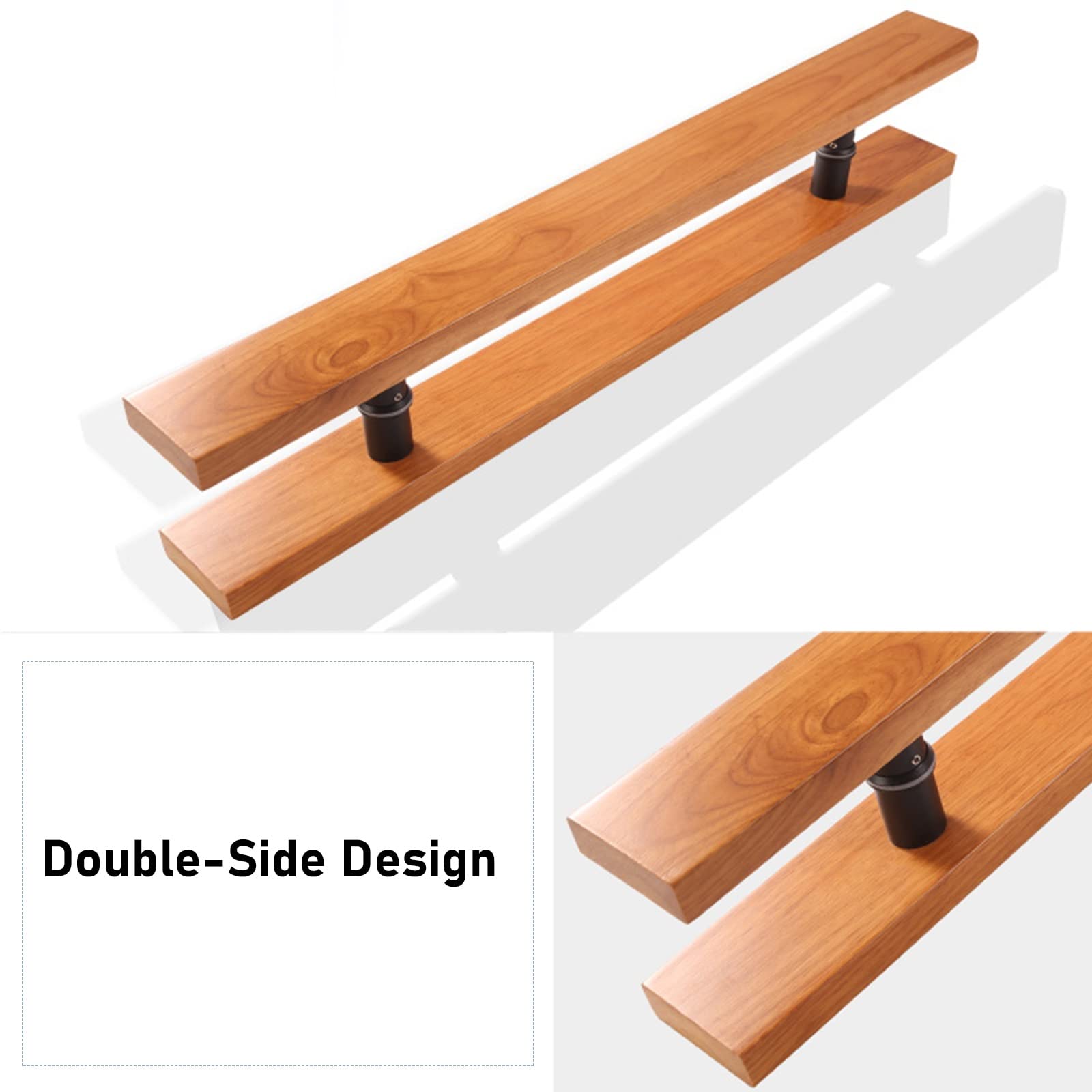 Rustykalny drewniany uchwyt do drzwi przesuwnych, 80 cm w kształcie litery H dwustronny push-pull do drzwi wejściowych wewnątrz/na zewnątrz, sprzęt do drzwi szopy biurowej i ogrodowej