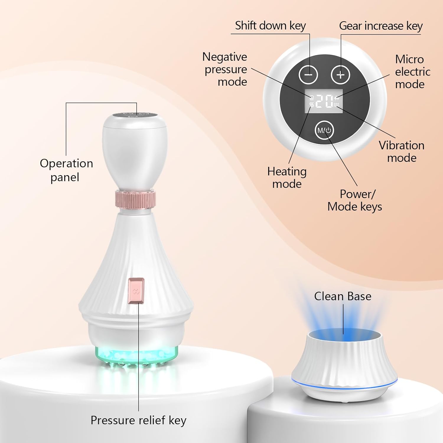 KTS Smart Cupping Therapy Set with Clean Base, 4-in-1 Electric Cupping Therapy Massager, Multi-Function Vacuum Therapy for Pain Relief, Blood Circulation - Image 4