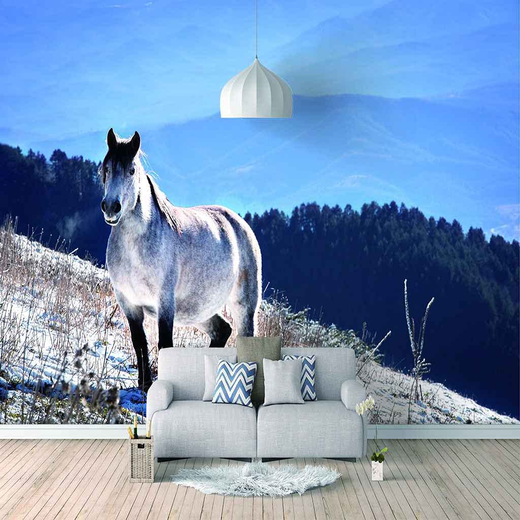 Poster mural cheval 3D pour salon et chambre moderne