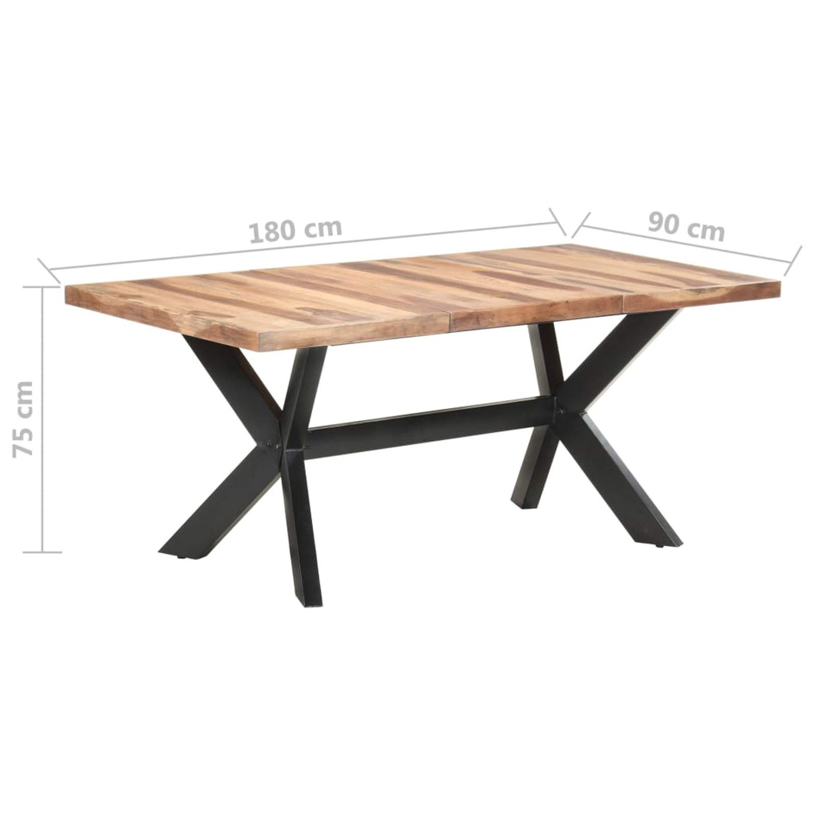 LAPOOH Stół do jadalni 180 x 90 x 75 cm z litego drewna z wykończeniem, stół jadalny, nowoczesny stół do jadalni, stół do jadalni do ogrodu-321548