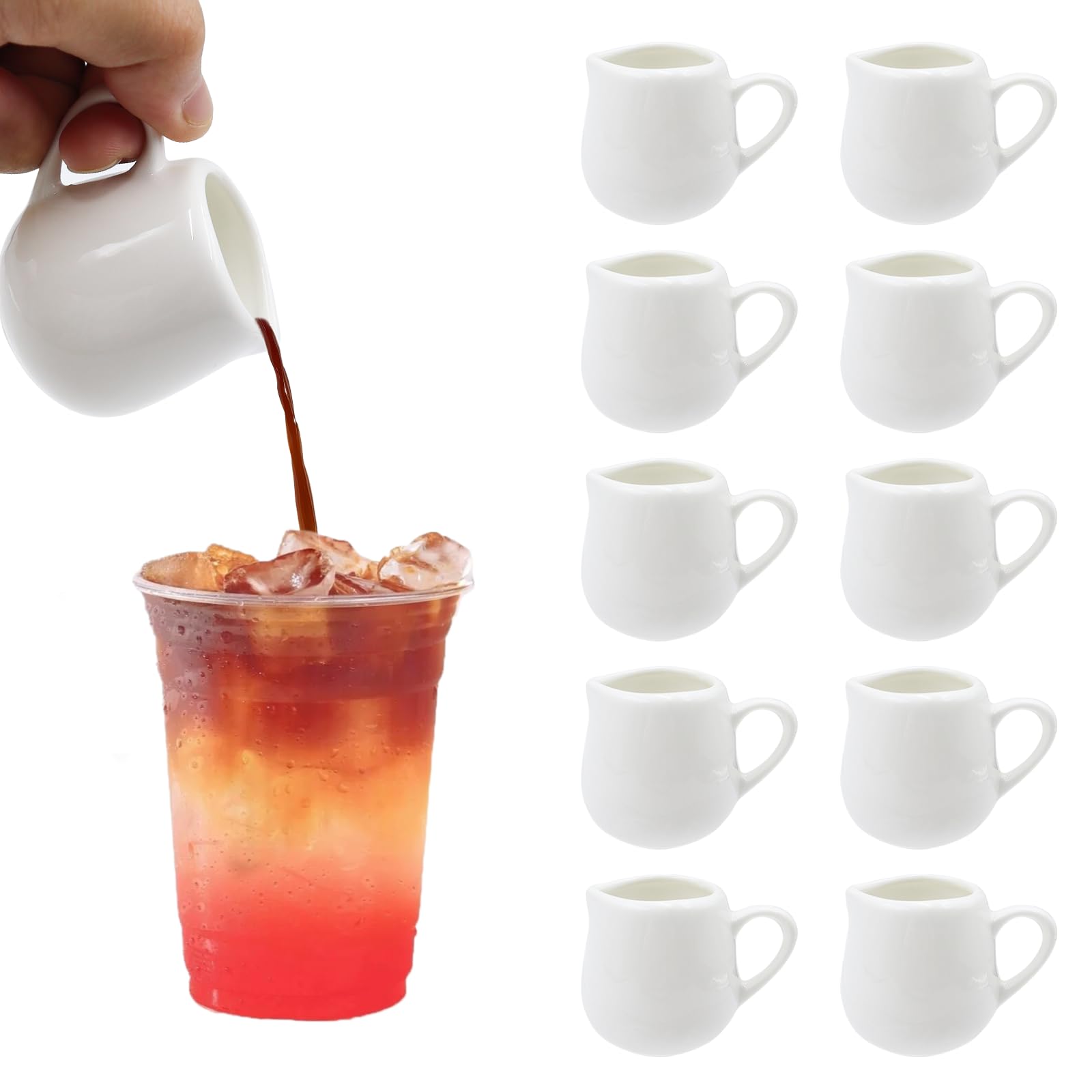 pack 10 mini pots lait porcelaine 50ml
