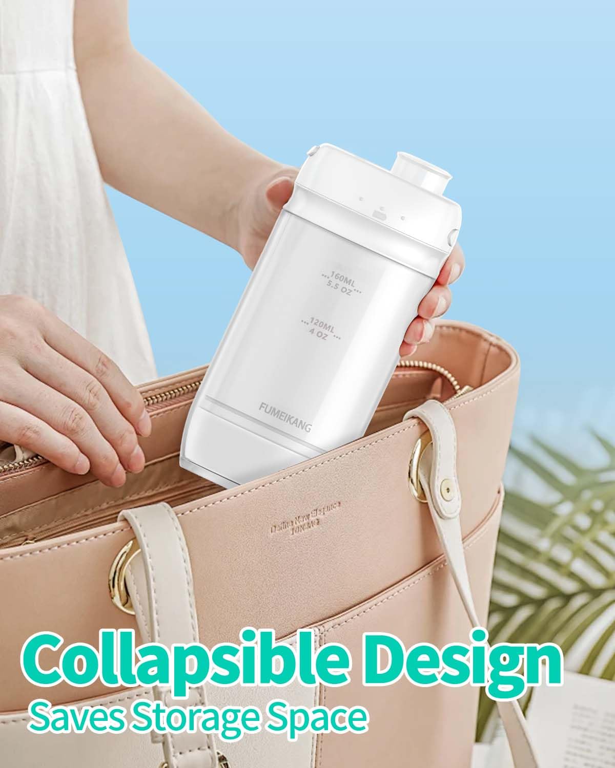 Irrigador bucal recargable portátil plegable para viajes y almacenamiento, púas limpiadoras inalámbricas con bolsa de viaje y 6 puntas (blanco)