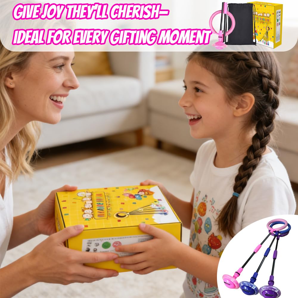 Anello di Salto della Caviglia,Palla per Caviglia con Luce LED Lampeggiante,Giochi caviglia di salto,Jumping Ball Palla da Salto Pieghevole per ragazze ragazzi regalo,esercizio fisico (Rosa - B)