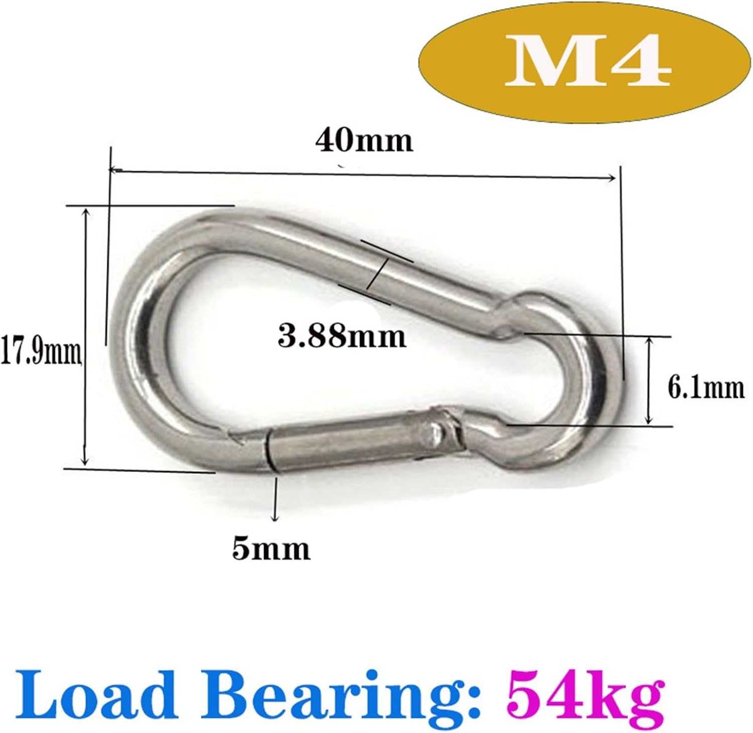 Snap Clips Snap Hooks Multifunctional 304 Stainless Steel Spring Quick Link Lock Ring Hook snap Shackle Chain Fastener(Standard M4,3 PCS)