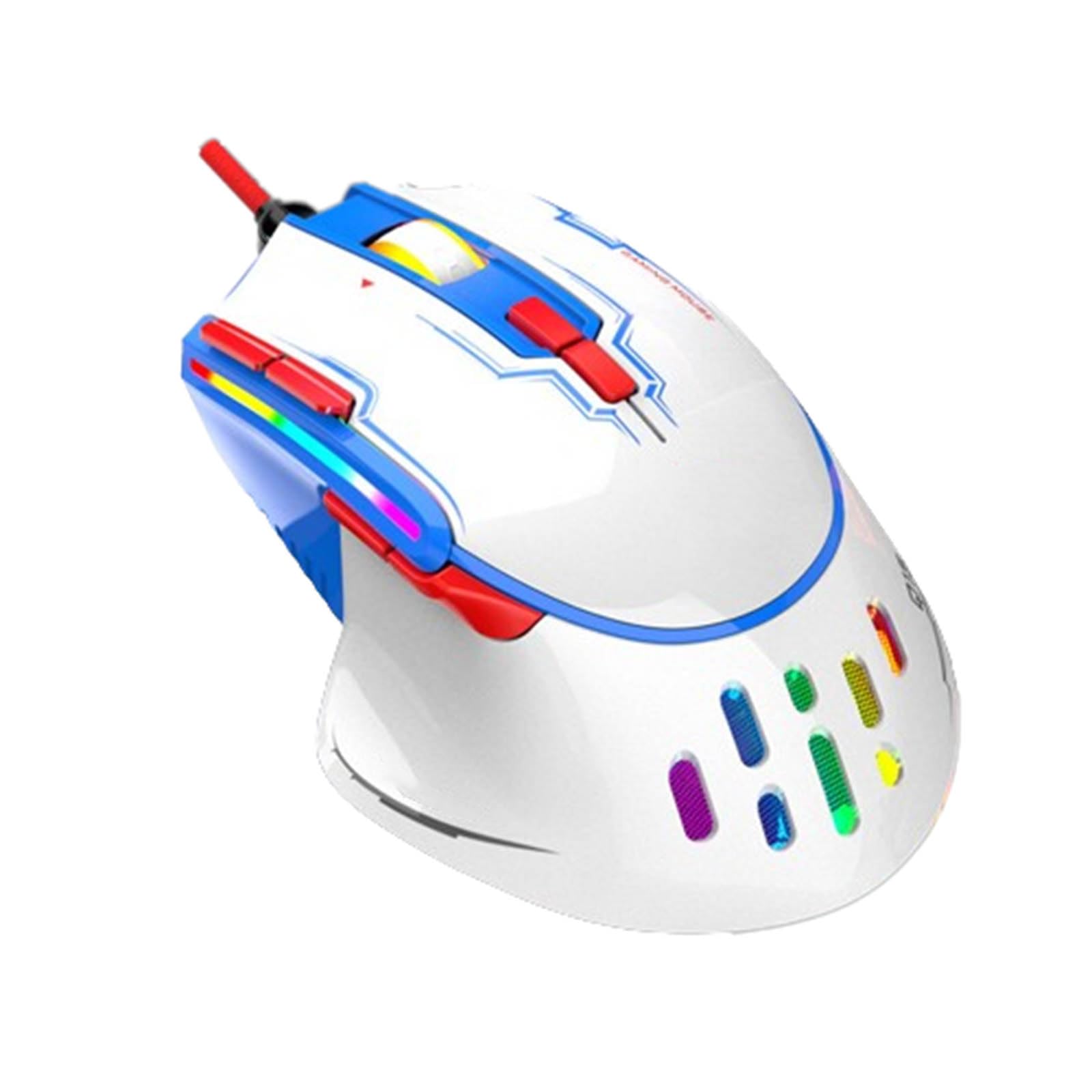 JUSHZ Mysz komputerowa do laptopa, USB, gamingowe, ergonomiczne myszy, urządzenie wskazujące, lekka, przenośna, dotykowa, przewijana, optyczna myszka RGB, światło (12,7 x 8,3 x 4,4 cm, biała)