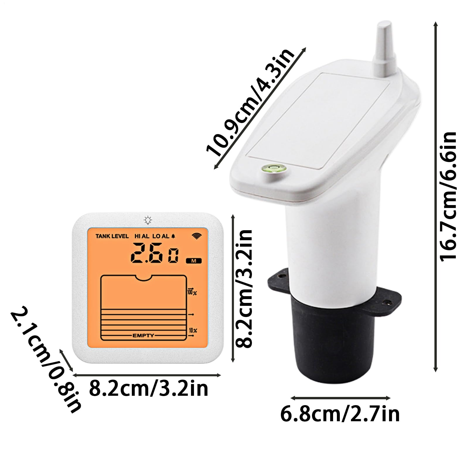 Indicateur de Niveau de Réservoir d'eau | Indicateur Ultrasonique de Niveau d'eau,Détecteur Multifonctionnel avec Affichage Numérique pour Jauge de Capacité de Réservoir et Conteneur