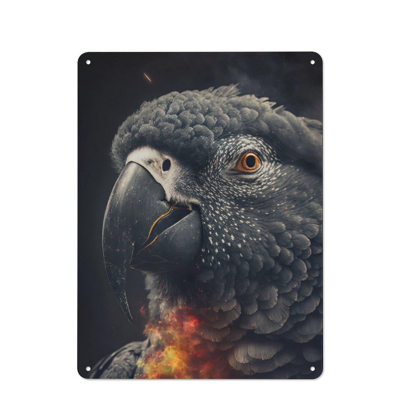 Junmoney The African Grey Vintage Metal Sign 40X30cm For Workshop Wall, With Clear Vintage Wall Decor Character