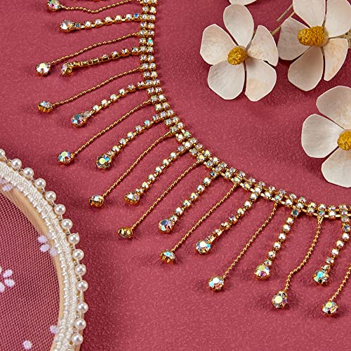 WEWAYSMILE 1 Yard Rhinestone Ribbon Tassel Chain, Diamond Crystal Long Tassel Trim, Rhinestone Fringe Trim - Image 3