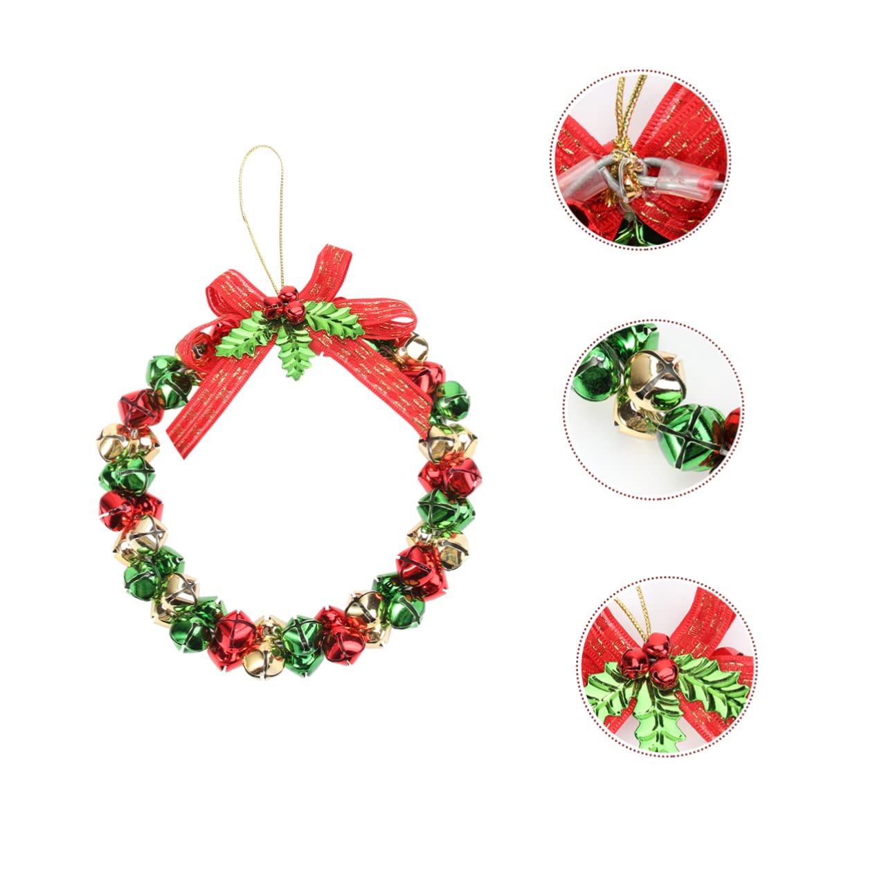 Amosfun 3piezas Guirnalda Navideña De Cascabeles Decoración Colgante para Hogar Adorno Floral para Fiestas y Eventos para Interiores y Exteriores