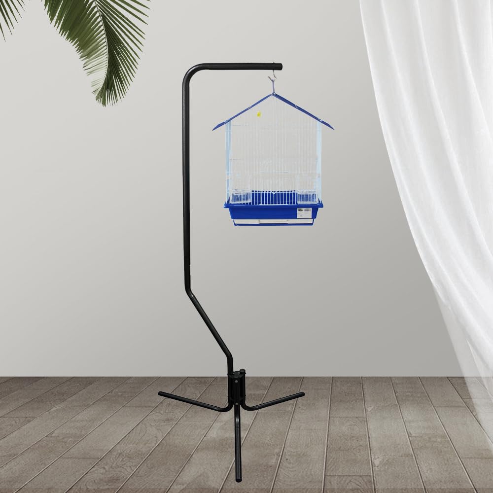 BPS Pie de Gancho para Colgar la Jaula Soporte para Jaula de Pájaros Loro 161x60 cm Negro BPS-1173NE