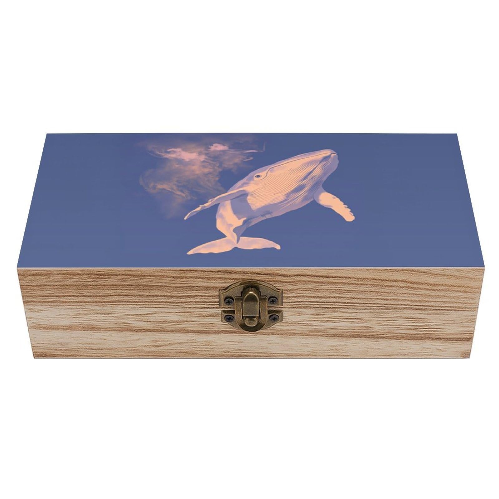 asbwuo Whale Pattern Vintage Wooden Keepsake Box