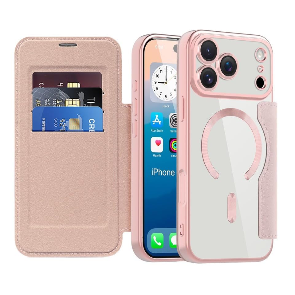 Étui iPhone 16e rose portefeuille contre les rayures d'écran