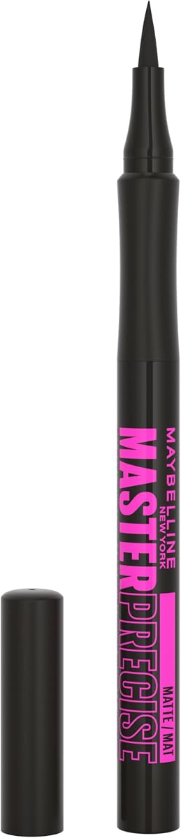 Maybelline Eyestudio Master Precise All Day Waterproof Liquid Eyeliner Makeup, Matte Black, 1 Count (Packaging May Vary)