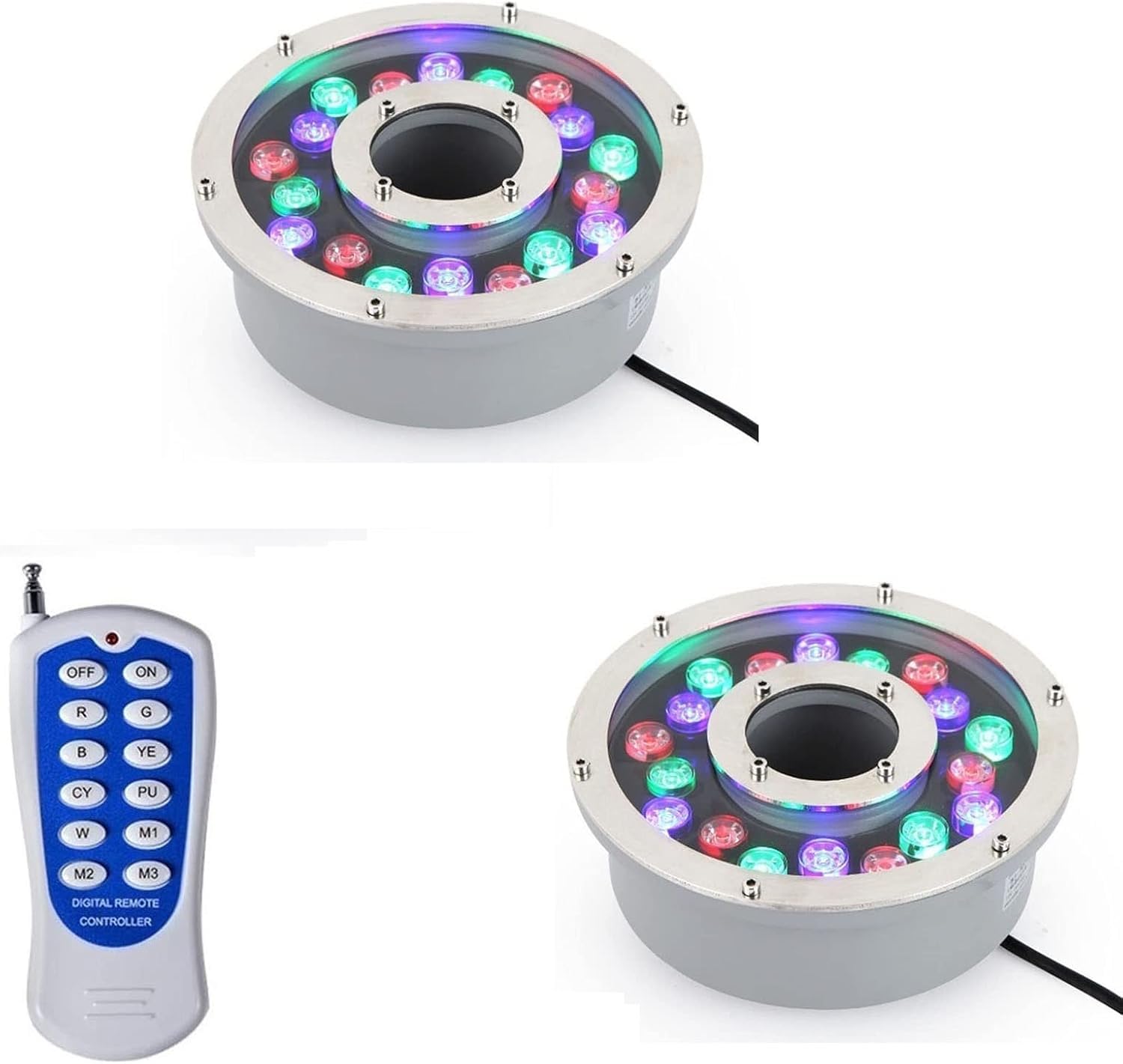 Submersible LED Ring Fountain Light, IP68 Waterproof Underwater Pool Pond Spotlight(RGB,12W)