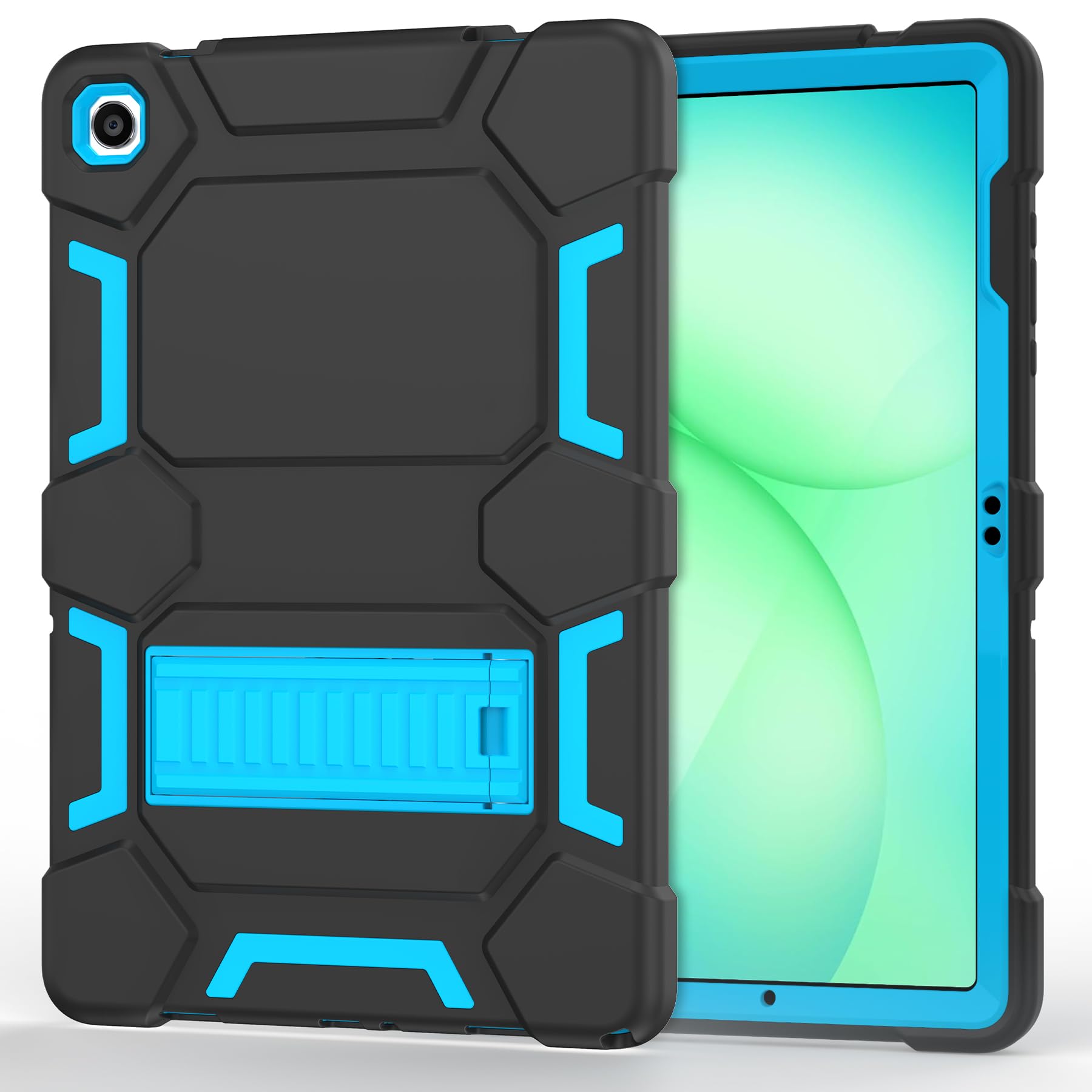 - Case for Samsung Galaxy Tab A11+ (2026), A9+/A9 Plus 11 Inch (2024), Heavy Duty Rugged Shockproof 3-Layers Protective Case with Kickstand for SM-X230/X235/X210/X216/X218, Black+SkyBlue