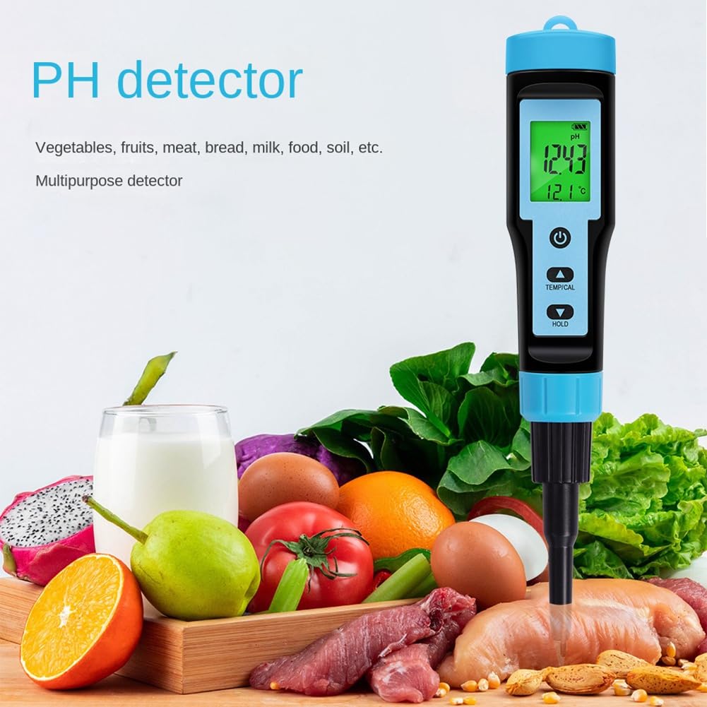 PH-Mètre Alimentaire 0,00-14,00 PH Testeur de Température de Haute Précision Capteur Analyseur D'Acidité pour la Viande en Conserve Pâte de Fromage Eau A