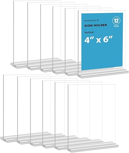 Miniatura 6 de newnewshow Soporte para letrero acrílico transparente de 4x6 pulgadas, soporte de exhibición, soporte de plástico para tarjetas para negocios,