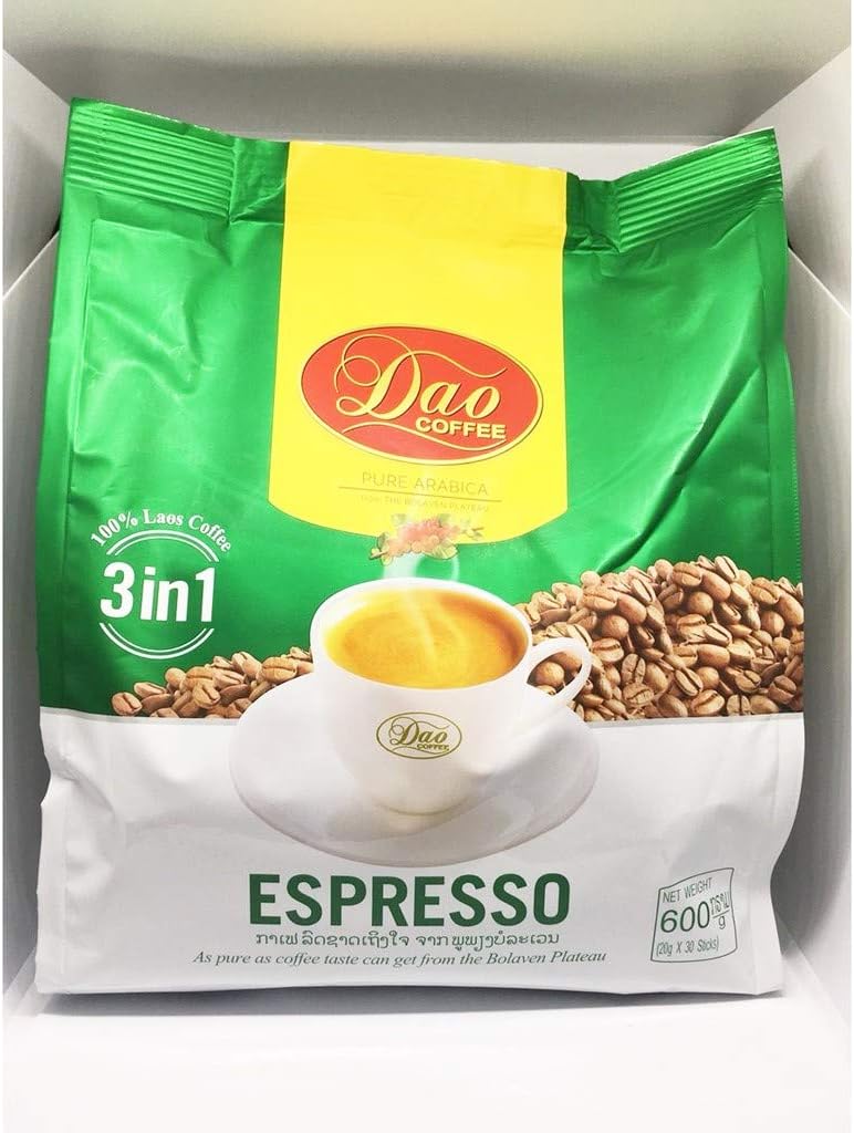 100% Arabica Dao Instant Coffee Espresso 3 in 1 Coffee Sticks 20g.x30sticks