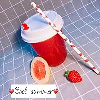 Vista 2 de popotes de papel con motivos de Frutas, biodegradable, 7.75 pulgadas, desechables, 100 unidades., Lemon