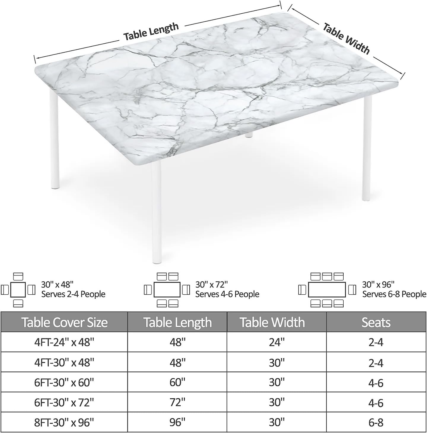 rectangle table cloth cover waterproof elastic fitted polyester fitted tablecloths for 6 foot tables for indoor,picnic, camping, outdoor ?72" x 30"?marble? marble 72" x 30" (rectangular)