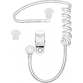 Earphones Sound Tube for Radios Sound Tube Ear Insert Bi-directional Receiver Transparent Includes Retaining Clip and Earplugs Suitable for Intercom's One-Ear Headphones