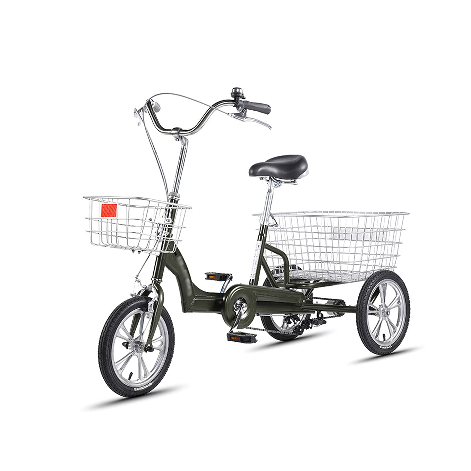 Bicicletta Tre Ruote Adulti, Triciclo Esterni, Telaio in Acciaio ad Alto tenore di Carbonio, Bicicletta Adulti, Bicicletta Crociera Tre Ruote Il Tempo Libero, Shopping, L125CM*H108CM, Ciclismo, ped