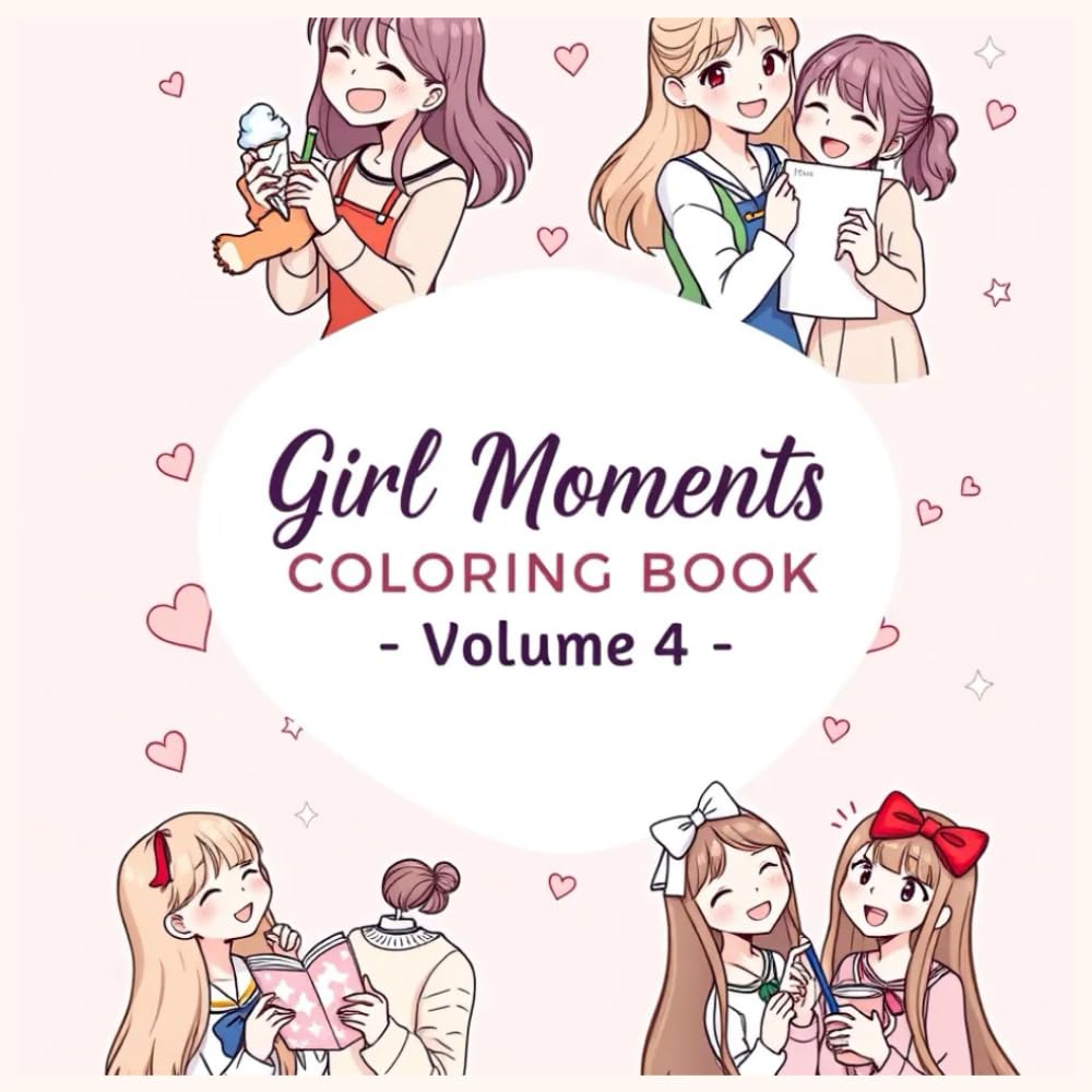 Girl Moments Coloring Book Vol 4: Relax, unwind, and color through 42 unique heartwarming scenes of girls sharing laughter, dreams, and emotional moments together.