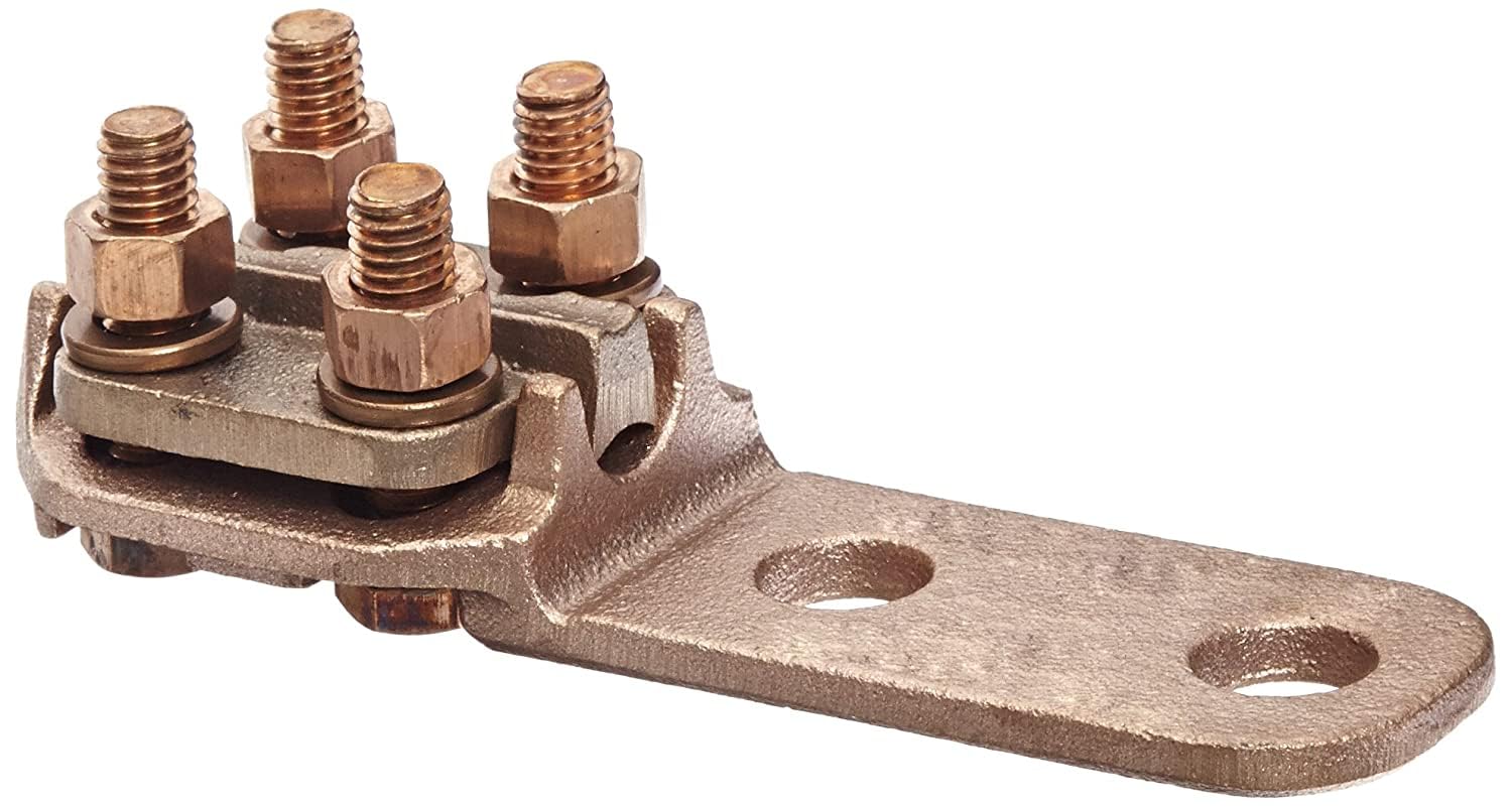 Burndy NAS29-2N Terminal, 6 Sol. - 250 kcmil Copper Cable Range, 2 Hole Pad, 5.62