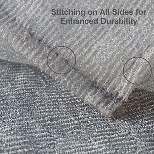 Extra Long (36 Inches) Exfoliating Bath Cloth/Towel (3 Pack) Gray, White, and Green Nylon Bath Cloth/Towel, Stitching on All Sides for Added Durability