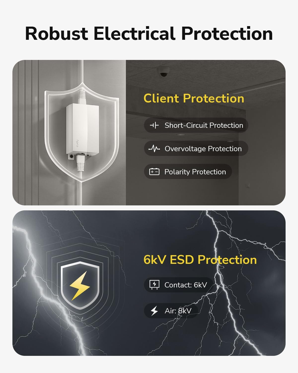 Miracles PoE10 Gigabit PoE+ Extender, 1 Port 10/100/1000 Mbps, PoE Amplifier, Repeater, Wall Mount, Daisy Chain, Corresponds to IEEE 802.3at / 802.3af, Plug and Play