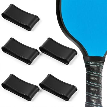 5PCS Pickleball Racquet Grip Bands, Stretchy Tennis Racquet Band Overgrips Band Rubber Ring with Non-Slip Badminton Tennis Absorbent Overgrip in Place, Black