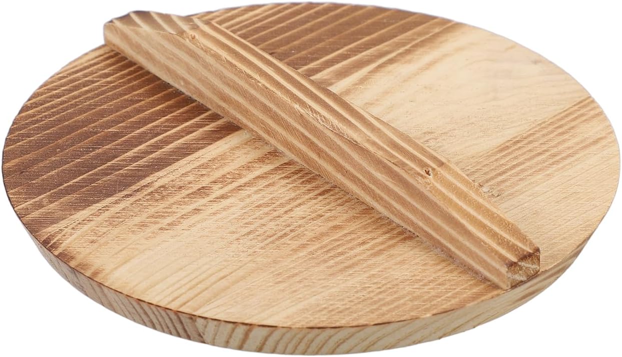 Wok Lid for 5-inch Woks, Small Pan Pot Japanese Pot Cover Chinese Cover Skillet with Handle Wood Tamagoyaki Pan Spill Stopper for Kitchen